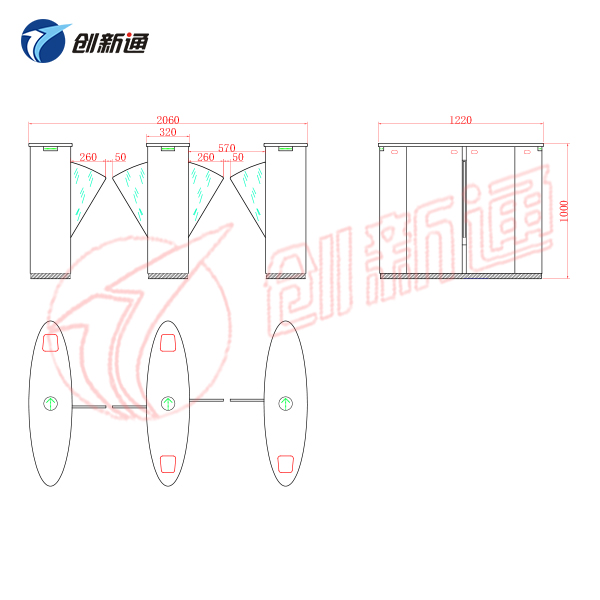 The innovative brushless fast-pass wing gate is a new high-tech patented channel product that is upgraded to address the defects and deficiencies of the general series of wing gates. The product adopts a new ARM control system and advanced brushless motor industrial-grade control circuits and unique DFC technology, plus the unique transmission technology and accurate limit technology of the brushless motor, which makes the product revolutionary in terms of performance, life, speed, noise, stability, etc.
The new generation of brushless fast-pass wing gates has more unique advantages than general wing gates:
l Adopting brushless motor technology, the life is longer;
l Adopting ARM control technology and DFC technology, it has more powerful functions and better scalability;
l Faster speed, the switching speed can reach ≤0.5S;
l Smaller sound, up to ≤30 decibels;
l Smoother operation, that is, no shaking, no shaking, no echo.
1. Functional description
l It has fault self-check and logic judgment functions, which is convenient for user maintenance and function debugging;
l It can flexibly set various performances, up to dozens of types, and is easy to expand;
l Triple anti-pinch function (infrared anti-pinch, mechanical anti-pinch, and rebound when encountering obstacles);
l Multiple mode alarm functions, including illegal intrusion, anti-intrusion, tailgating, and passage timeout alarms;
l Anti-collision function, when no gate opening signal is received, the barrier arm is automatically locked;
l Reverse intrusion closing alarm function, when someone enters from the reverse direction after swiping the card in the forward direction, the barrier wing will close quickly and issue an alarm at the same time;
l Flexible passage indication function, high-brightness indicator light plus its humanized prompt function, make the channel more distinctive;
l Normally open and normally closed modes are adjustable, and can be easily controlled by settings or external m